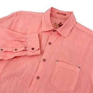 EQ Mens Medium Linen Button Down Shirt Long Sleeve Beach Coastal Vacation Luxury